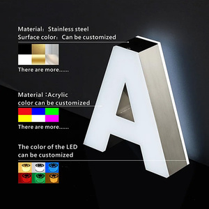 Anpassbare Metall 3d Led Hausnummer Licht im Freien Edelstahl beleuchtet Brief Zeichen Logo Adresse Tür platte Tür schild