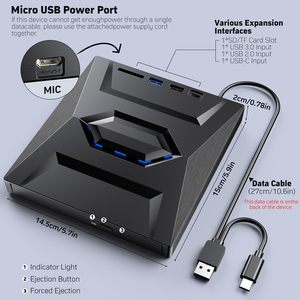 外置蓝光驱动器、便携式蓝光播放器写入器阅读器、带USB 3.0错字端口和sd卡的光盘刻录机、DVD和光盘 +/-RW、BD - Product Image 4