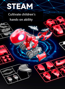 Tarama sürgülü mod LED ışıkları ve ses efektleri ile RC çocuk dinozor Robot DIY kök bina kiti birleştirin ve kontrol - Product Image 6