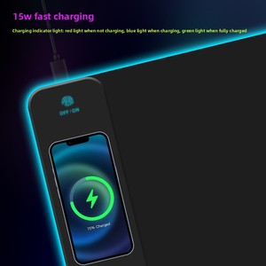 ワイヤレス充電RGB LEDエッジ15W高速充電発光ゲーミングマウスパッド滑り止め加熱3mmカラフル特大キーボードロック - Product Image 3