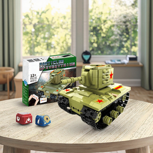 World War II Soviet KV-<strong>2</strong> Electronic <strong>Toy</strong> <strong>2</strong>.4G Remote Control Model Gyroscope Four Channels Plastic Puzzle Building Block Steam