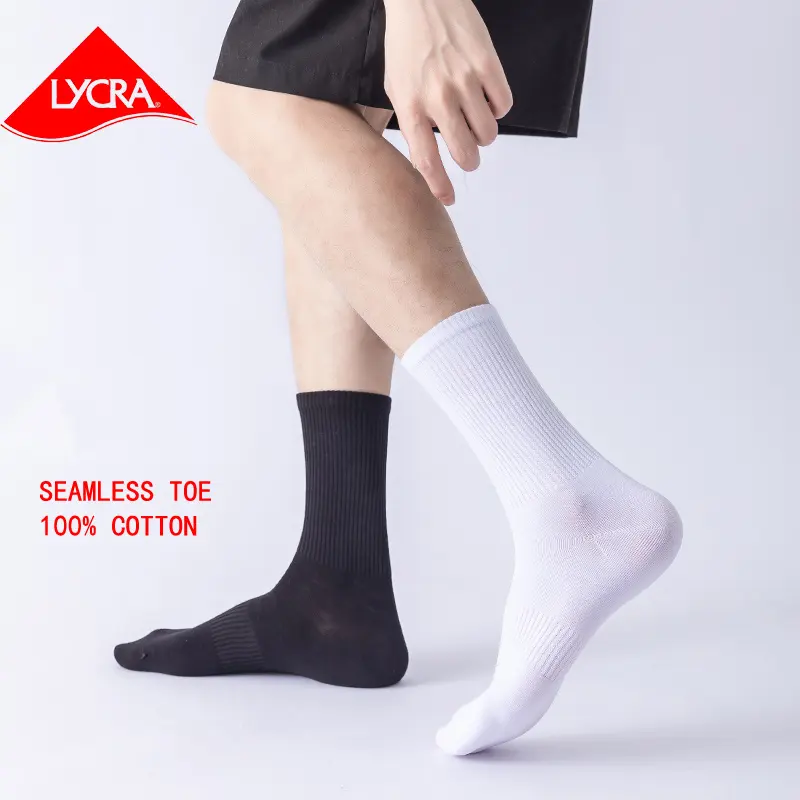 OEM dress gift for men socks basketball white black 100% cotton sock bamboo designer logo sport custom logo crew lycra socks