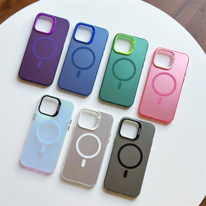 Renk cilt Lens kamera koruma kapağı manyetik şarj telefon kabuk için iPhone 16 Pro Max 15 14 13 12 IMD lazer telefon kılıfı - Product Image 1