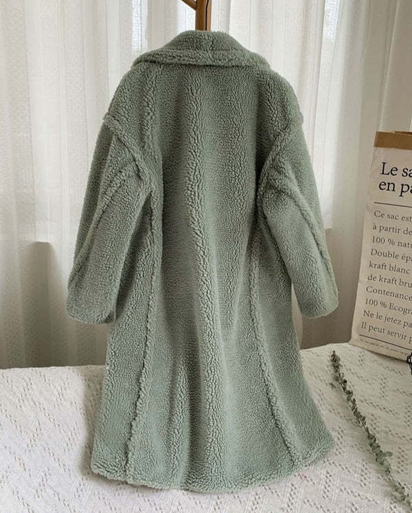 Green teddy coat