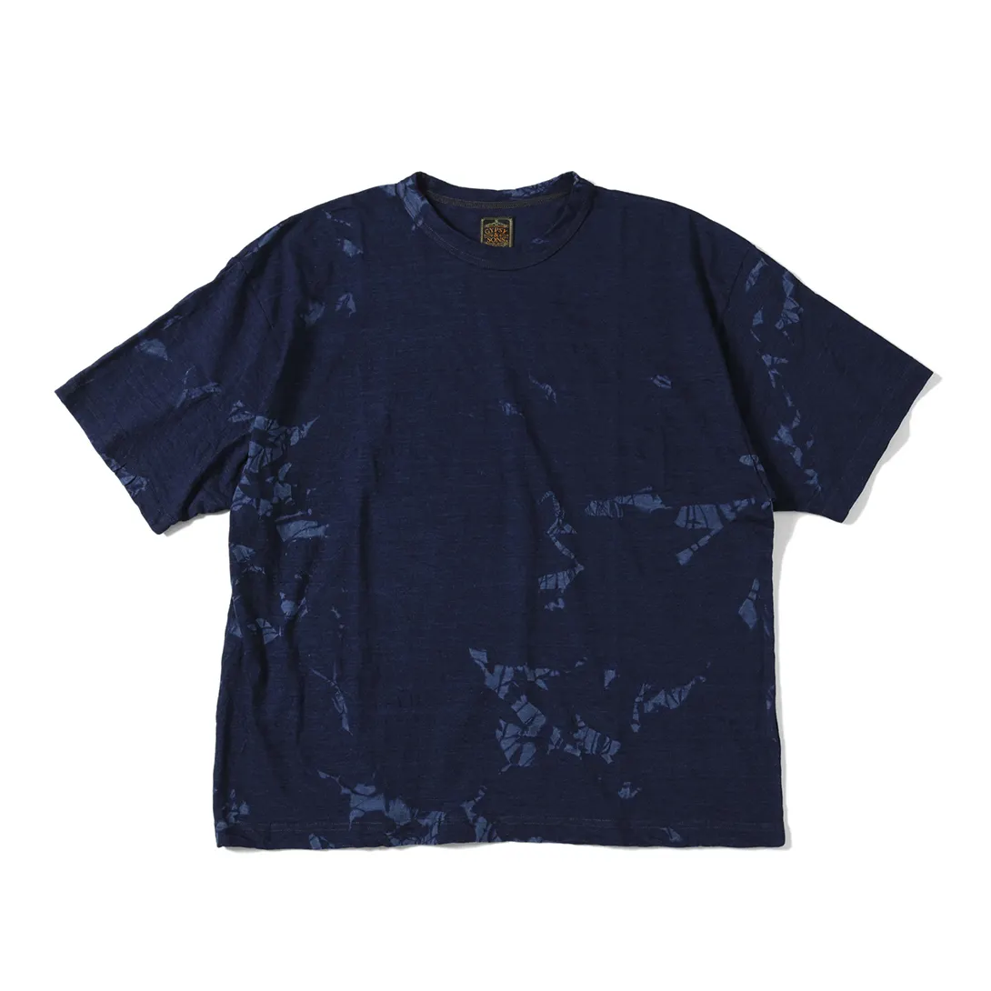 T-shirt à col haut en tissu jersey de coton teint indigo en gros