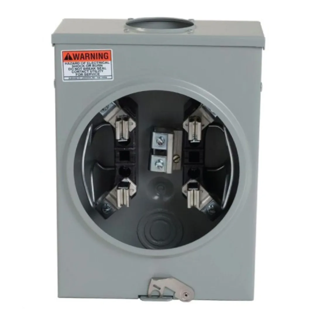 125A Square Meter Base 1 phase 120V 240V 4 Jaw 125 Amp Amps Ringless type cover Overhead Underground Electrical Meter Socket
