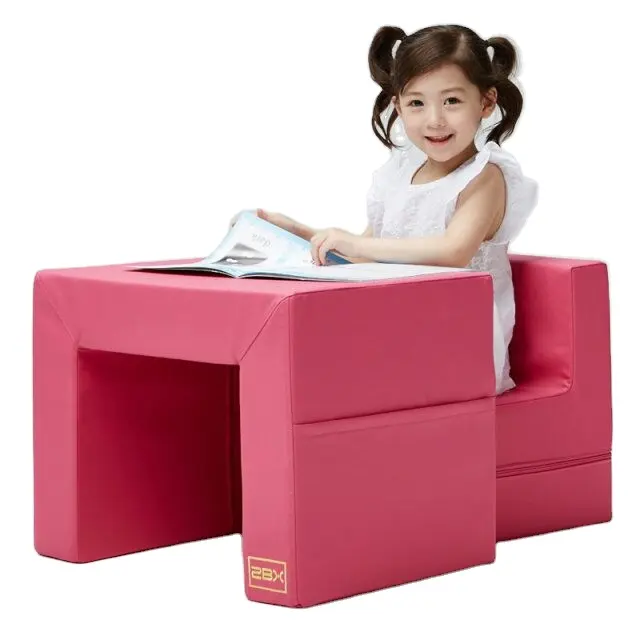 Silla y sofá de mesa para niños, muebles multifuncionales de juego suave para mesa de escritorio, 2 en 1