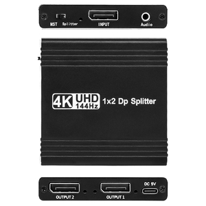 4K 144Hz 2 puertos 1 entrada 2 salidas DP Splitter con audio MST Splitter DP Display Port Adapter