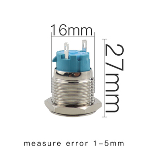 Interruttore di alimentazione a fissaggio elettronico con fissaggio a pulsante in metallo corto impermeabile da 16mm con 1NO 2pin senza luce - Product Image 6