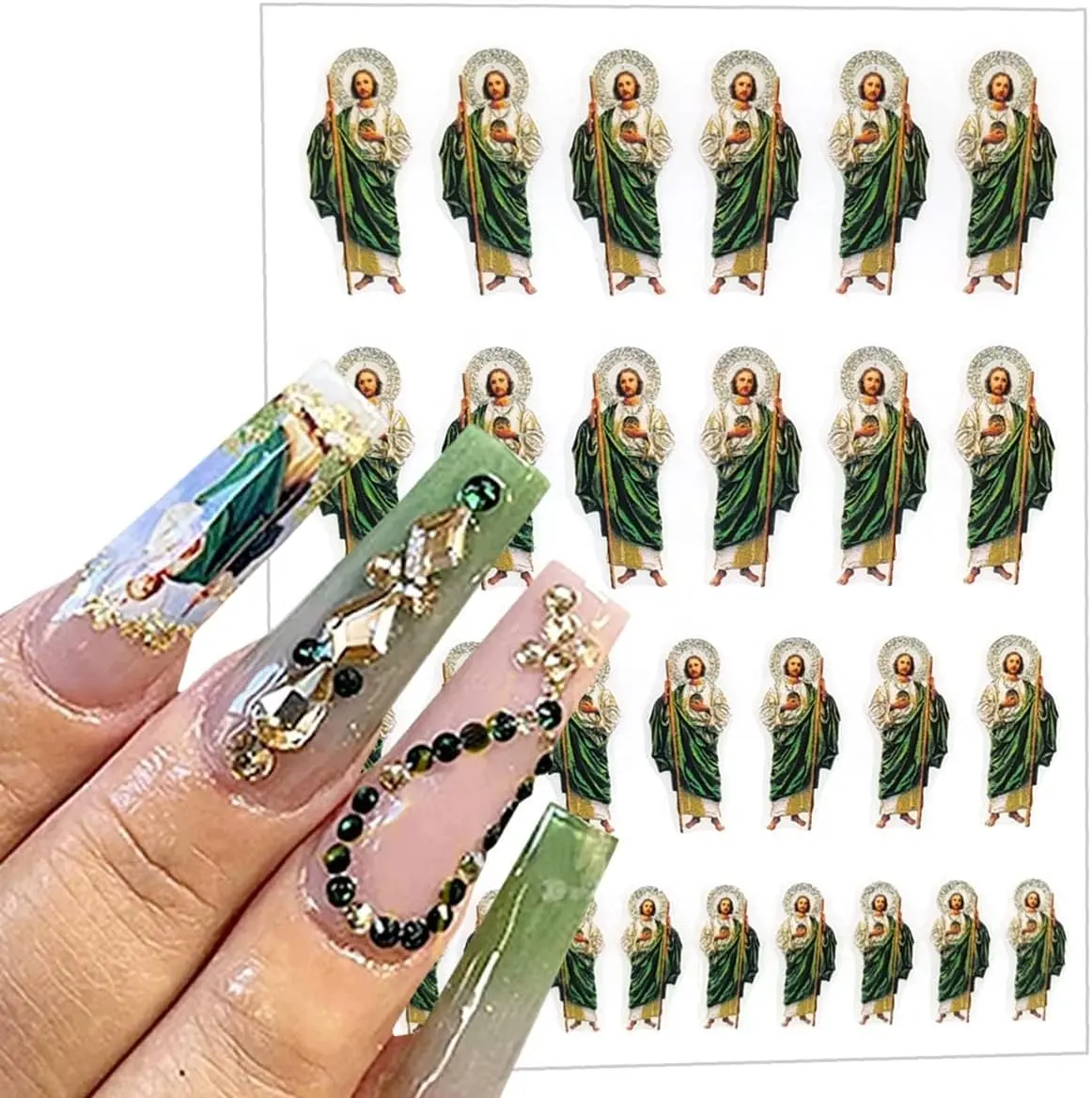 San Judas Jesus Nail Stickers 3D decalcomanie per unghie autoadesive Designer Nail Sticker