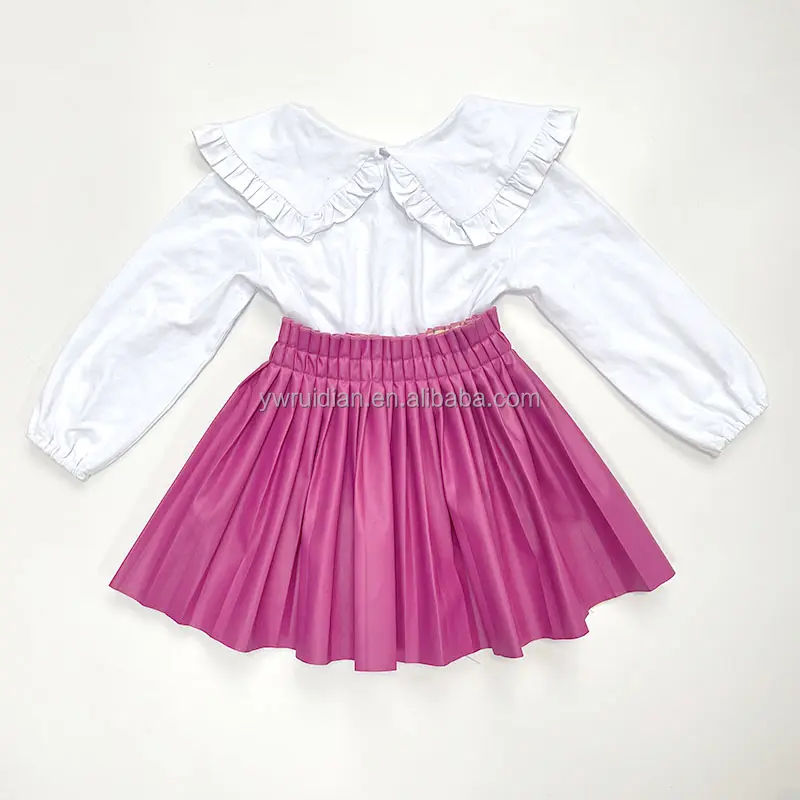 Faldas para niñas pequeñas, conjuntos de falda de 2 piezas, vestido dulce, ropa para niños, vestidos para niñas, faldas de cuero para la escuela para niñas