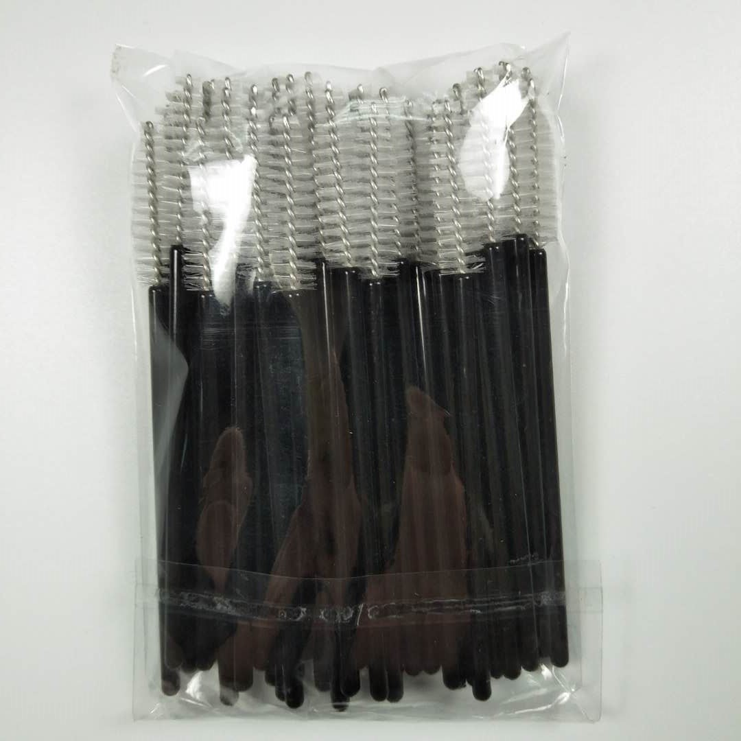 Black handle with white fur