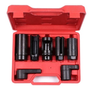 Red Colour 7pcs <strong>O2</strong> Oxygen <strong>Lambda</strong> <strong>Sensor</strong> Socket 6 Point Wrench Tool Remover Installer Box Universal Oxygen <strong>Sensor</strong> Removing Kit - Product Image 1