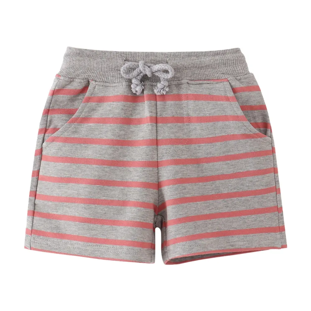 Moda verão treino shorts crianças algodão meninos contraste cor listra cintura elástica meninas personalizado praia shorts para crianças