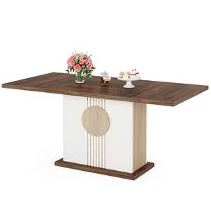 矩形餐桌，4至6人的农舍木质厨房餐桌 - Product Image 1