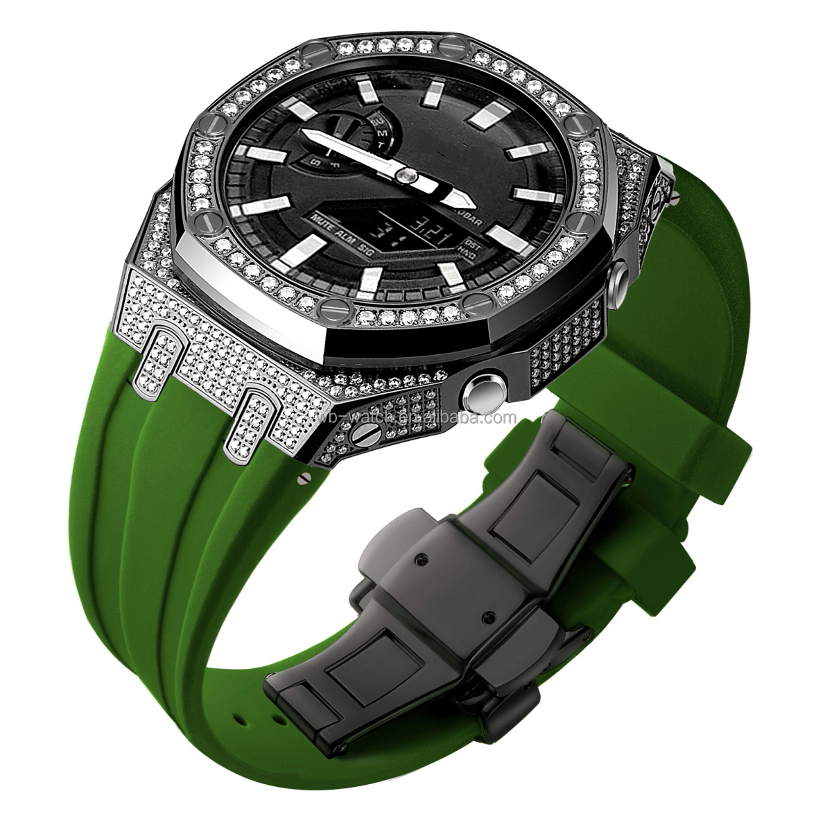 Boîtier noir + bracelet vert