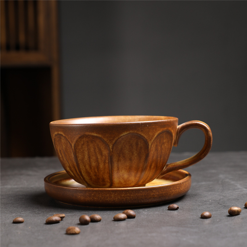 259 lotus petals cup and saucer (brown) 250ml