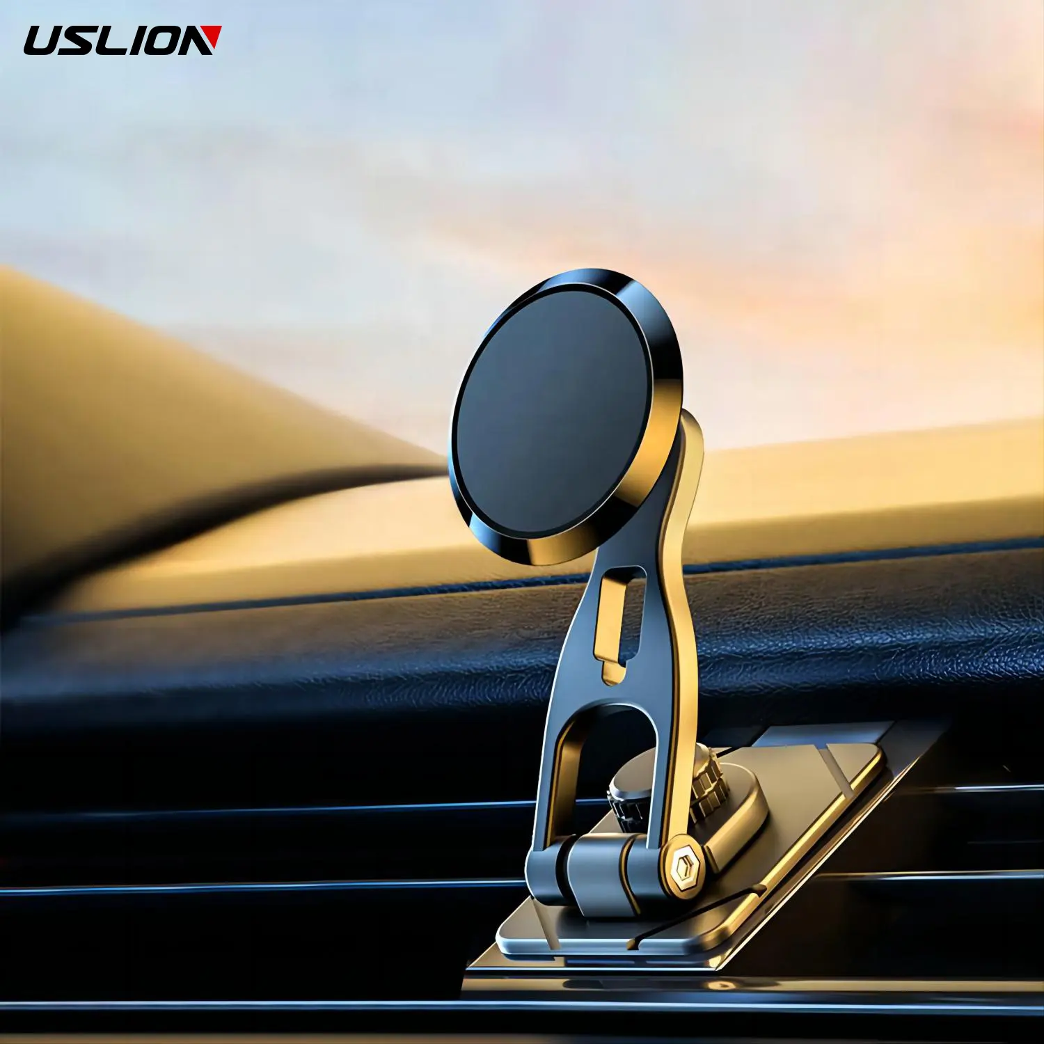 USLION Support de téléphone magnétique puissant pour voiture Support de téléphone pliable rotatif à 360 ° pour smartphone