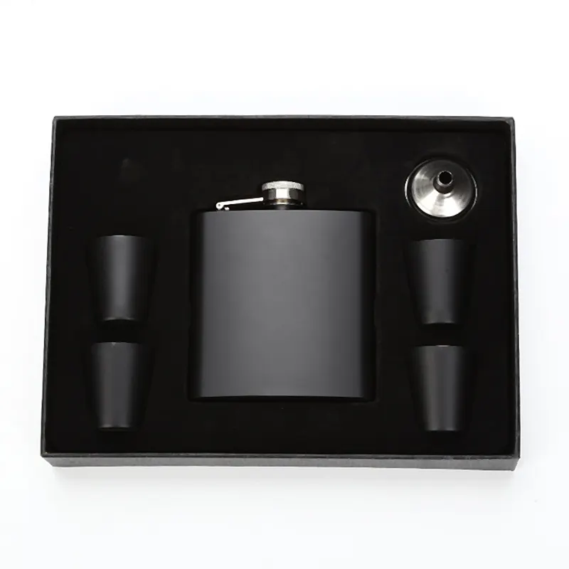 Frascos de acero inoxidable de lujo para Navidad, frasco personalizado de 6oz y 8 oz, para licor, Petaca negra para Tequila y cadera, caja de regalo para boda