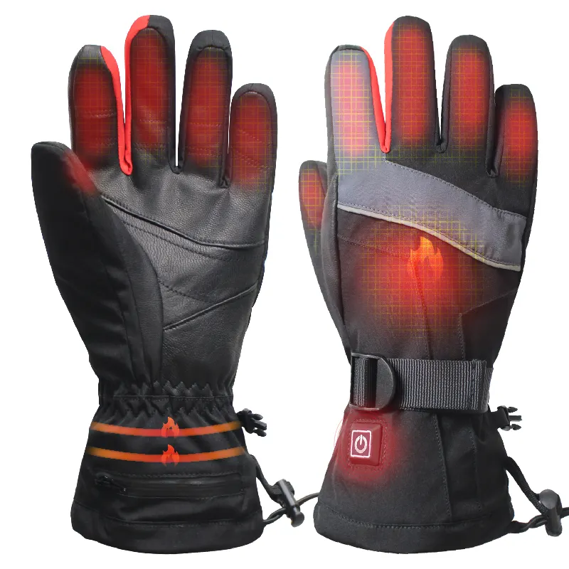 Gants de ski chauffants isolants noirs avec batterie de protection et mitaines de massage pour filles