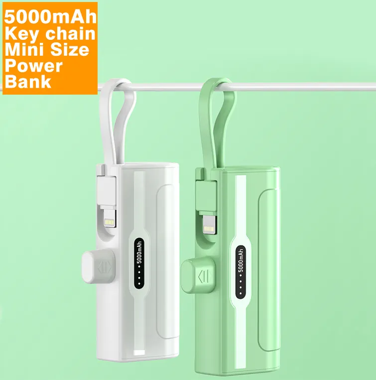 Mini Capsule 5000Mah Power Bank Draadloze Pocket Mini Power Bank Custom Logo Biedt Iec Pse Kc Certificering Met Light Ning