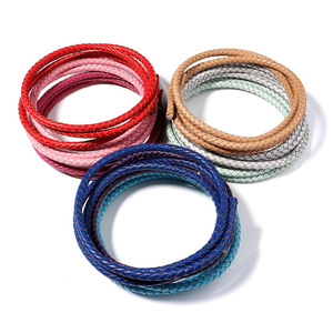 Bilezik takı için <span class=keywords><strong>6mm</strong></span> DIY hakiki örgülü yuvarlak deri kordon