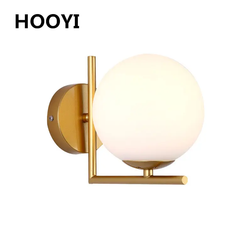 HOOYI 현대 스타일 E27 벽 램프 북유럽 유리 공 벽 조명 복도 침실 머리맡 Sconces 85-265V