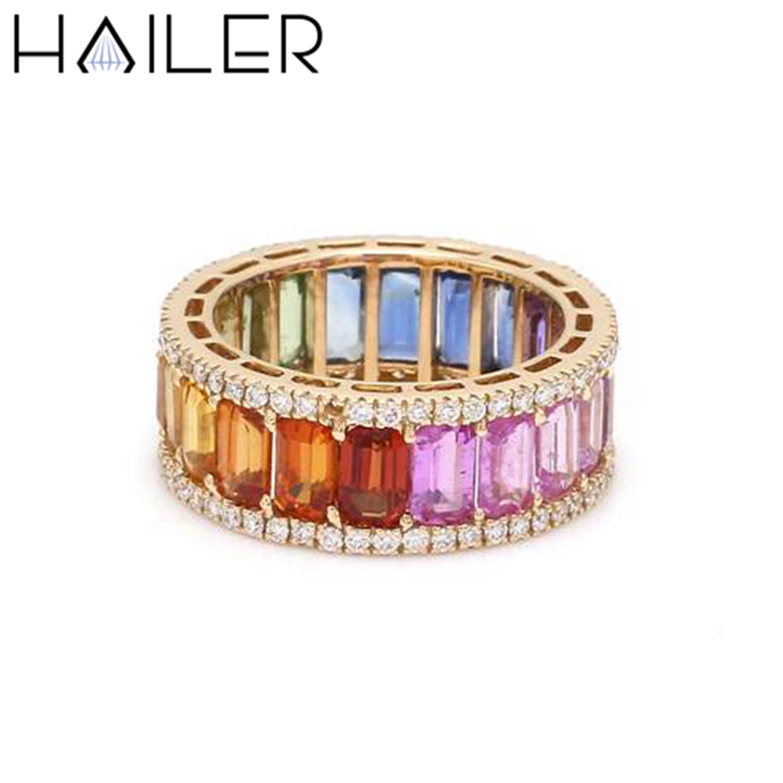Lab Rainbow Sapphire+Moissanite