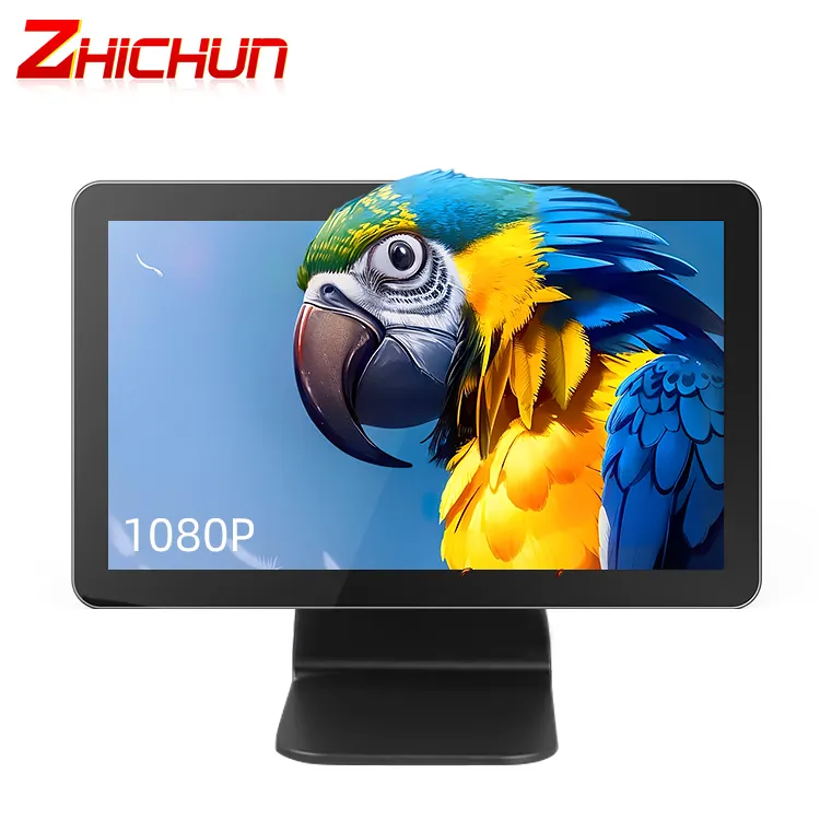 Monitor de tela de toque para laptop, monitor industrial LCD capacitivo para TV de negócios, LED preto