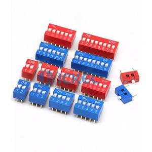 dipswitch Flat dial raised DS <strong>1</strong> bit 2 3 4 5 6 7 8 10 12 bit 2.54MM <strong>Red</strong> Blue - Product Image 1