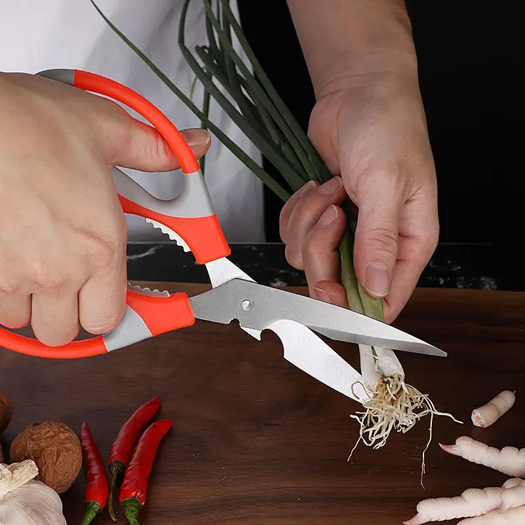 Amazon Hot Sale Multi-functional Stainless Steel Kitchen Scissors Of Chicken Fish Cutter And Bottle Opener