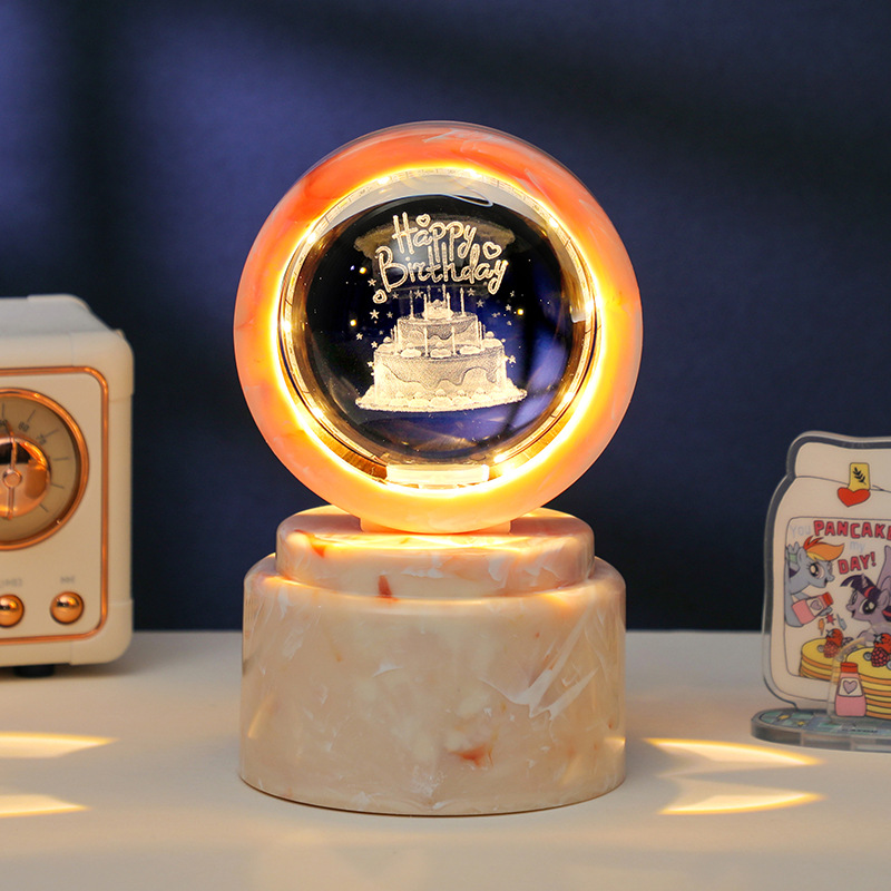 Base en marbre blanc + Joyeux anniversaire
