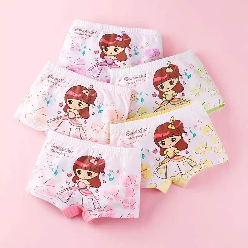 Fabrik direkt verkaufen Kinder Unterwäsche niedlichen Cartoon reine Baumwolle Mädchen Boxershorts für Hot Sale