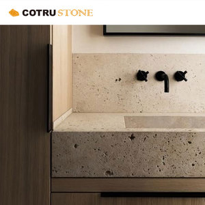 Ý Kem classo Roman trắng tự nhiên travertine Matt phòng tắm tường treo đá vanitytop nhà hiện đại dự án hỗ trợ đá - Product Image 3