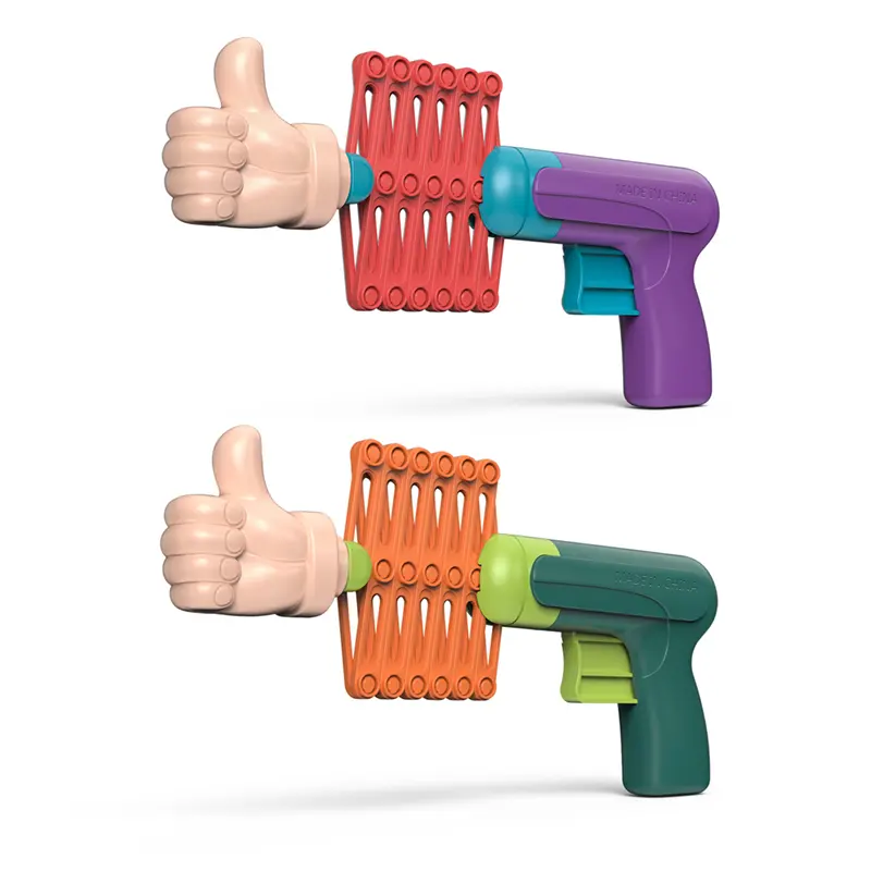 Pistola giocattolo pugno elasticizzato in plastica sparatutto a pugno retrattile giocattolo a forma di dito intercambiabile pistola a molla