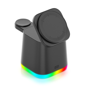 複数デバイス用のワイヤレス充電ステーションApple、3 in 1ワイヤレス充電器スタンドアラームClocK付き - Product Image 1