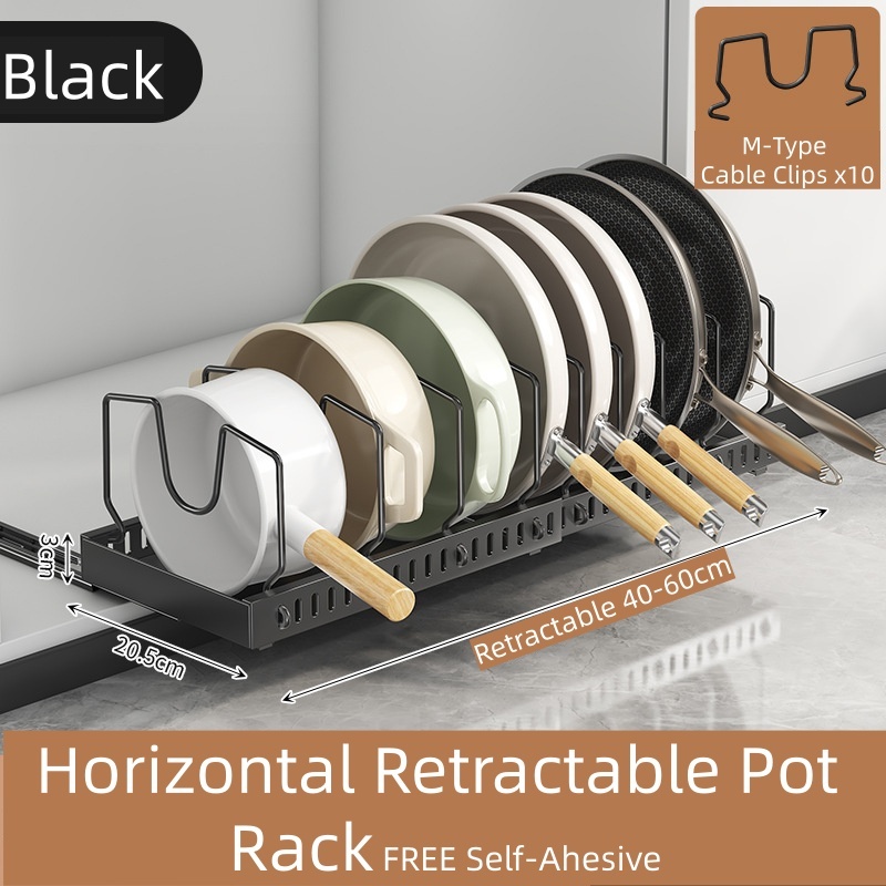 Porta Pentole - Orizzontale Retrattile - Nero - 40-60