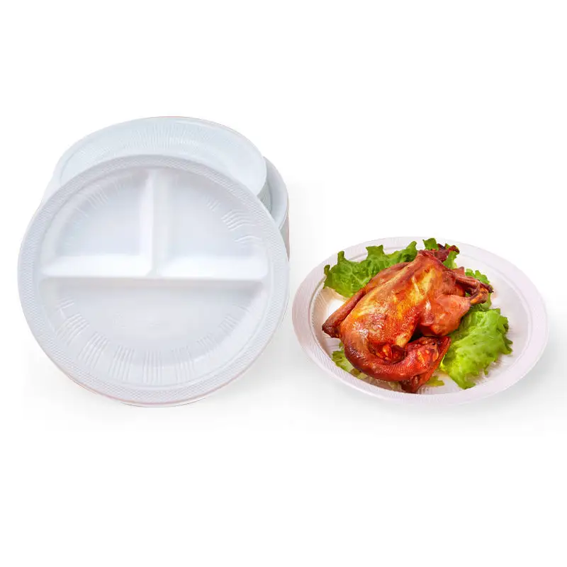 9 Inch White Disposable Plastic Plate Cross-Border Disposable Oval Dish Thickened Transparent Fruit Party PS Plate