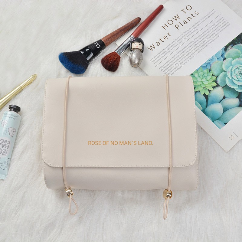 สีขาวงาช้าง - หนัง PU - กระเป๋าแต่งหน้าสี่ในหนึ่งเดียวรุ่น Flagship