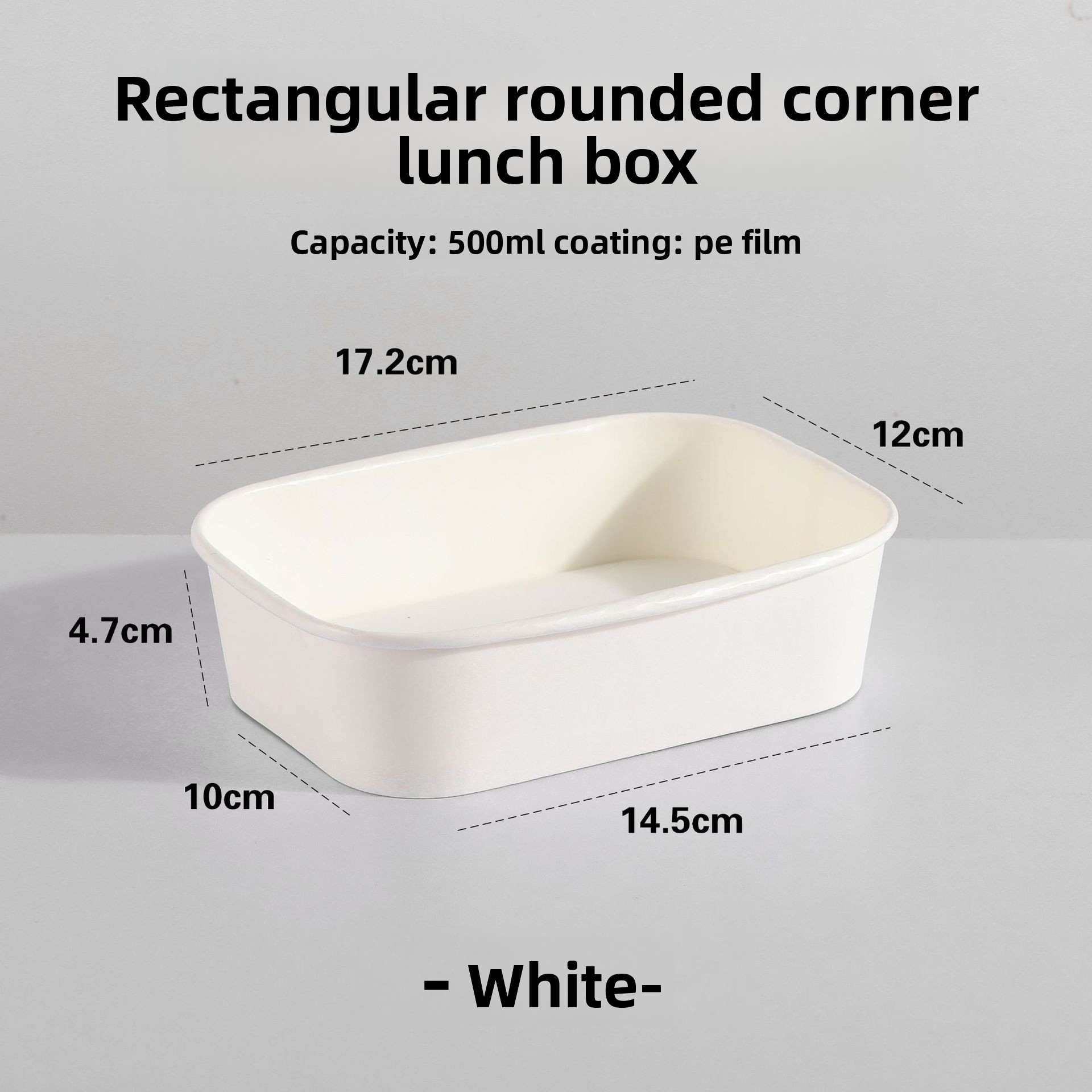 500ml White Virgin Pulp Square Lunch Box