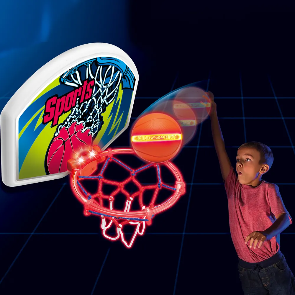 Juguete educativo interactivo de plástico para niños, juguete de baloncesto pequeño con luz