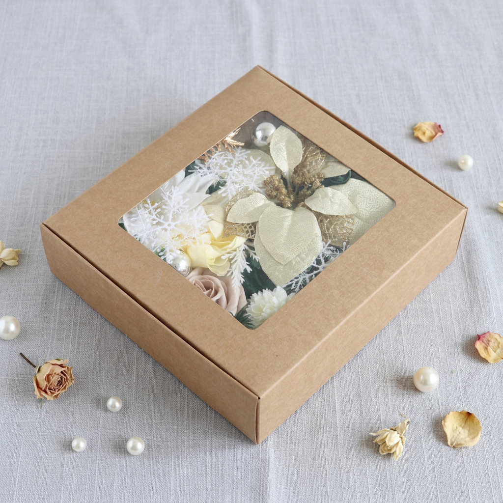 Caja de flores navideñas