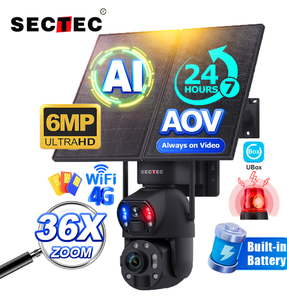 Sectec 36X Zoom 3K 6MP 24/7 Recording AOV Dual Lens Dual View <strong>Camera</strong> WiFi Metal Housing Security PTZ Alarm Solar Battery <strong>Camera</strong> - Product Image 1