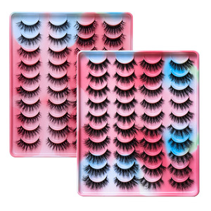 Natural Wholesale 15-20mm Faux Mink <strong>Eye</strong> <strong>Lash</strong> 3d 6d 20 Pairs False Faux Cils Fluffy Faux Mink Eyelash False Full Strip Eyelashes - Product Image 1