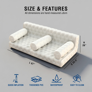 Роскошный двойной надувной диван Честерфилд на открытом воздухе складной ПВХ воздушный стул гостиная спальня воздушный диван - Product Image 2