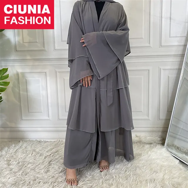 1896 #3 capas gasa Abaya Dubai Turquía Kaftan musulmán Kimono mujeres modesto elegante cárdigan ropa islámica