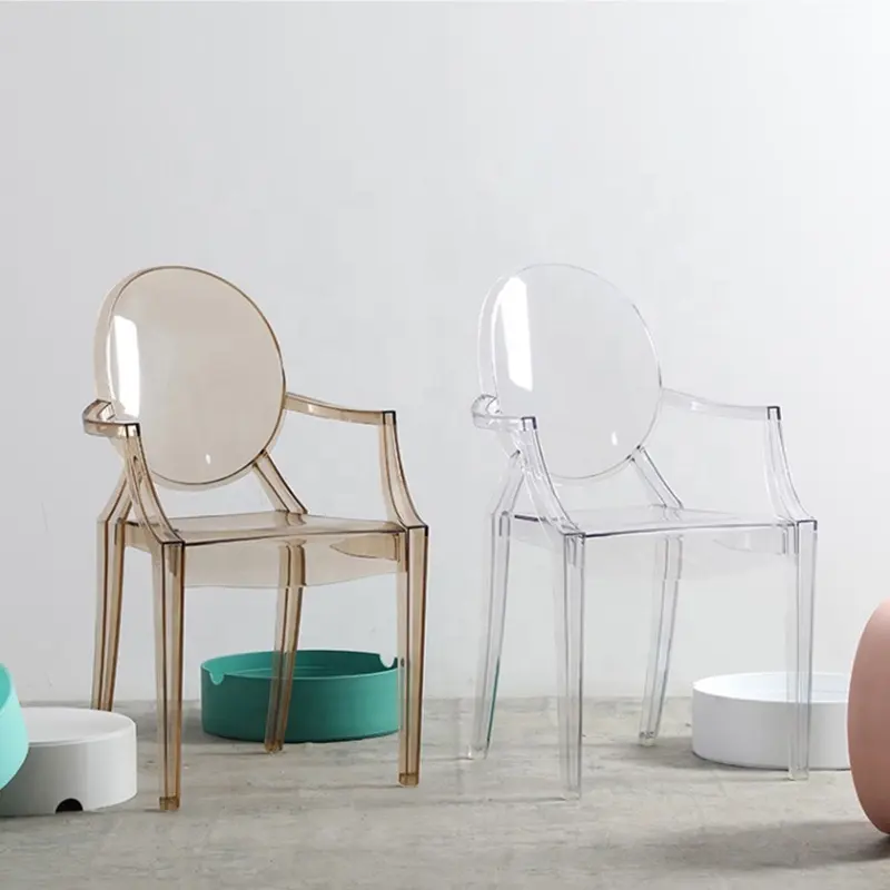 Chaise en acrylique transparente en PVC, mobilier d'extérieur nordique, simple, vente en gros, prix d'usine, offre spéciale