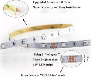 USB RGB5050 цифровая полоса 60 светодиодов/м WS2815 5050 с точкой останова, цветная полоса 5050RGB 12 В Адресуемая Светодиодная лента RGB - Product Image 6