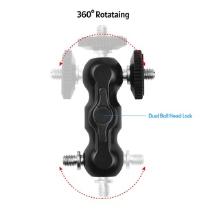 Andoer Camera Articulating Friction Arm Monitor <strong>Mount</strong> with Double Ball Head Standard for LED Light Microphone Video Rig