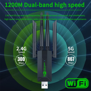 LA06 Wifi中継器デュアルバンド2.4G + 5G 4アンテナ1200MミニUSBワイヤレスネットワークカードコンピュータネットワーク受信機 - Product Image 4